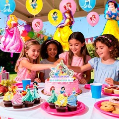 Disney Princess Party Decoration Birthday Cake Topper Latex Foil Balloon Banner