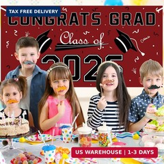 Graduation Decorations 2026 2027 – Maroon Polyester Graduation Backdrop – Gradua