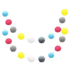 2pcs Pom Pom Garland 6.6 Ft 30 Balls Blue/Rose Red/Grey/Yellow/White/Dark Grey