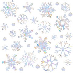 216pcs Christmas Snowflake Window Clings for Glass Windows Iridescent