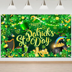 Happy St. Patrick’s Day Backdrop Banner Spring Lucky Green Shamrock Background I