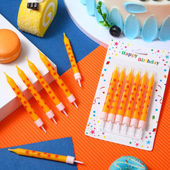 12 Pcs Anime Theme Birthday Candles Yellow and Red Stars Print Themed Birthday C