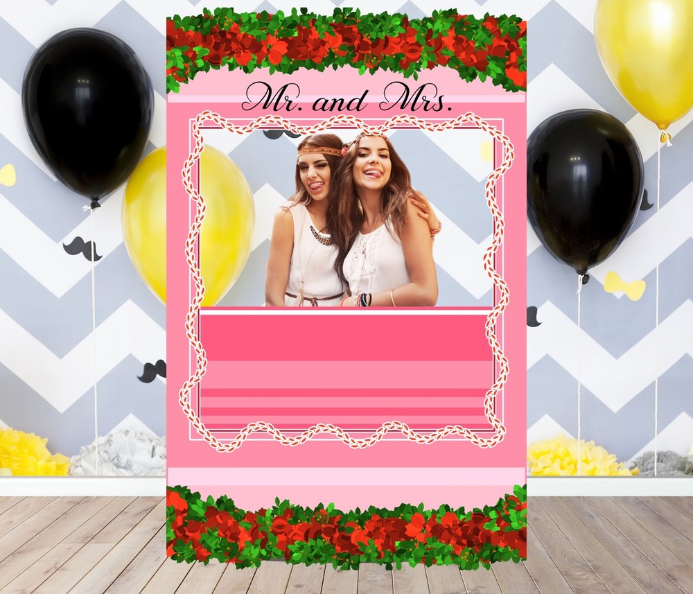 Flower Frame Pink Photo Prop, Photo Booth Selfie Frame, DIY Party Props