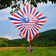 Stainless Steel 13.5in Eagle Flag Wind Spinner – Eidetic 3D Effect & Patrioti…