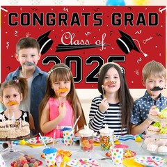 Graduation Decorations 2026 – Red Polyester Backdrop –