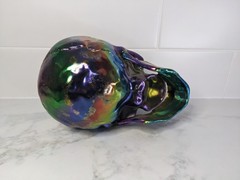 Halloween Skull Oil Slick Multicoloured Crazy Bonez Halloween Decor Prop