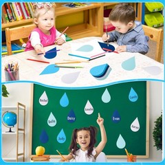 120 PCS Blue Paper Raindrop Cutouts 4 Inch Die Cut Shapes School Party Decor