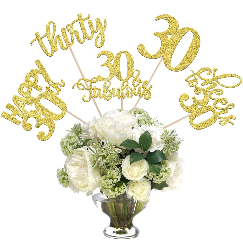 15-Pack Gold 30th Birthday Centerpiece Sticks Cheers to 30 Years Table Toppers