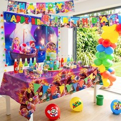 Super Mario Birthday Party Decorations Tableware Backdrop Balloon Cake Toppers