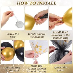 8 Set Gold Black Table Centerpieces Balloons Stand Kit, Latex Balloons and Ta…