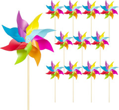 12 Pack Rainbow Pinwheels for Yard and Garden,Rainbow Party Decorations for Kids