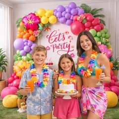 135Pcs Summer Tropical Balloon Arch Kit, Hot Pink Purple Orange Yellow Green …
