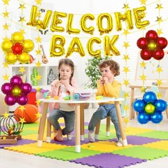 16 Inch Gold ‘WELCOME BACK’ Balloon Banner, Mylar Letter Balloons with 18 Inc…