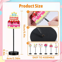 6 Pcs Birthday Table Decor, Happy Birthday Table Decorations with Double-Sided P