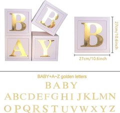 Baby Shower Boxes Party Decorations – 4pcs Stereoscopic White Gold