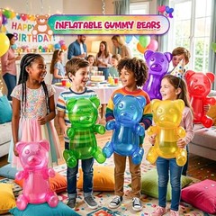 Inflatable Gummy Bears Huge 24″ – Pack of 6 Unique Blow Up Pool Toys for