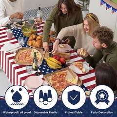 Patriotic American Flag Plastic Tablecloth (2 Pack) for 4th of July & Memoria…