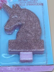 Birthday Unicorn Pink Glitter Candle New Free Shipping