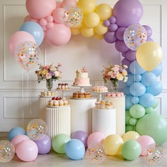 Pastel Balloons 12 Inch Macaron Pink Blue Green Purple Yellow Pastel Rainbow …