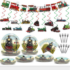 Party Greeting 109Pcs Train Birthday Party Supplies Includes Steam Train Party P