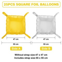 Gold Silver Square Foil Balloon Wall,25Pcs Double Sided Balloons Backdrop Hel…