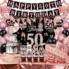 58Pcs Sweet 50Th Birthday Decorations for Girls | Birthday Decorations Crown and