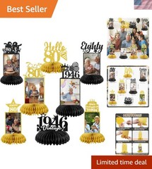 8Pcs 80th Birthday Decoration for Men Women Happy 80th Birthday Honeycomb Cen…