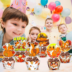 48PCS Fox Themed Birthday Party Decorations | 24PCS Cupcake Toppers & 24PCS Cupc