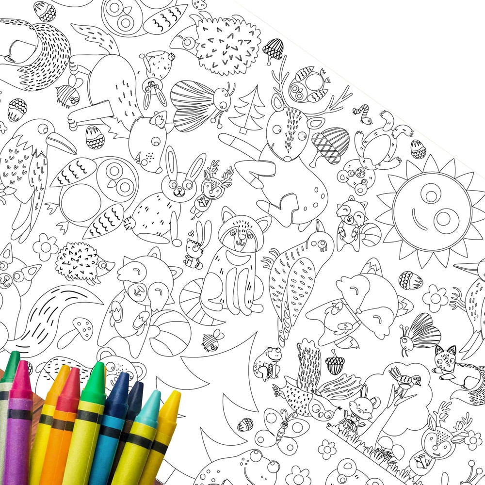 – Camping Party Coloring Table Runner – 17In X 8Ft Huge Coloring Sheet for Kids