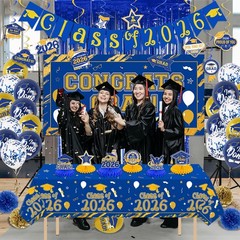Graduation Decorations 2026 Blue and Gold Class of 2026 Banner Congrats Grad …