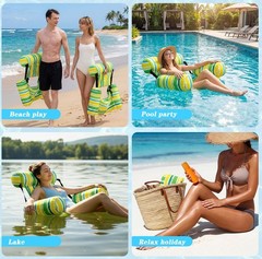 Pool Chair Float Adult Inflatable Floating Chair Fabric Covered Water Float S…