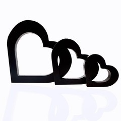 3 PCS Black Heart Centerpiece Wooden Shape Sign Gothic Wedding Table Decor