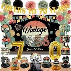 47Pcs 50/70Th Birthday Decorations for Men Women, PRE-STRUNG Vintage Banner Pa