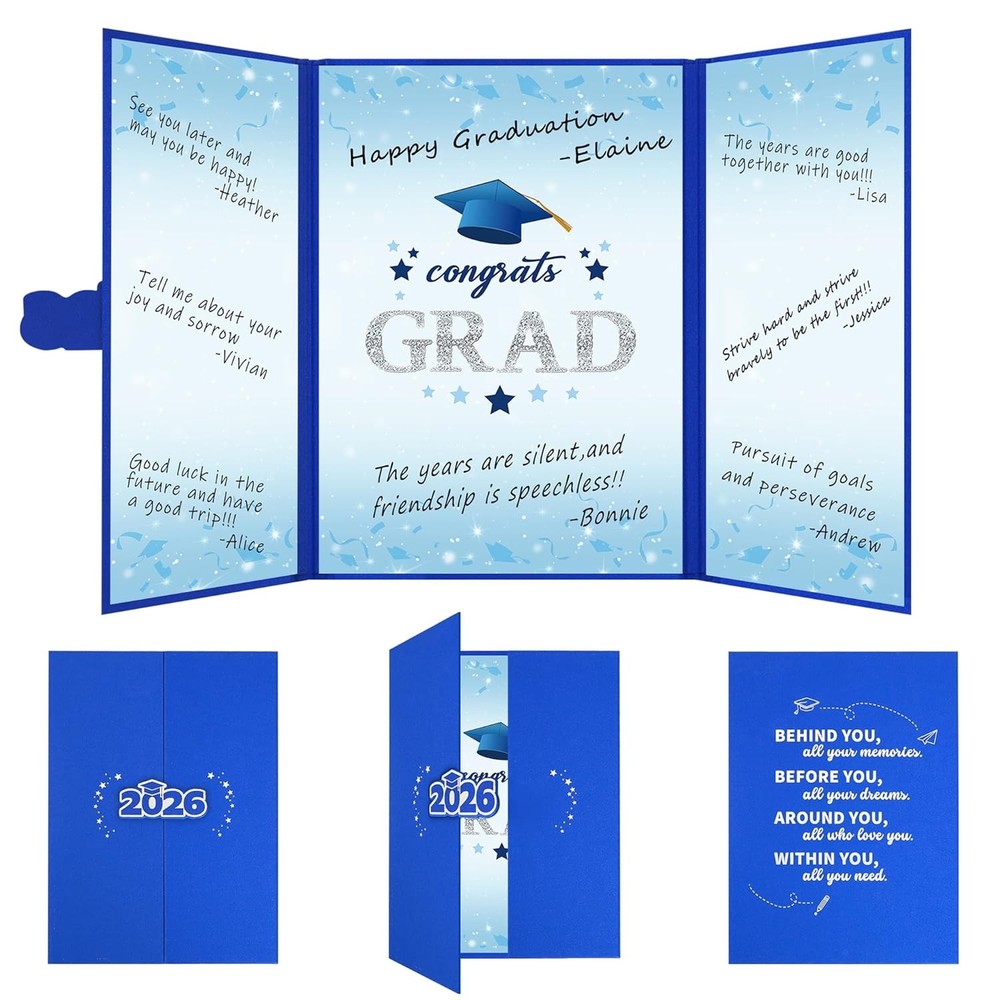 Blue Silver Grad Party Guest Book Alternative Class of 2026 Graduation Decor