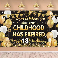 18th Birthday Banner Backdrop I Regret to Inform You Your Childhood Has Expired
