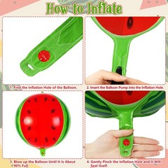 Watermelon round Balloons, 6 Pcs Watermelon Foil Balloons, Large Sweet Fruit Myl