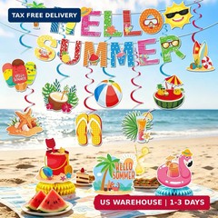 Summer Party Decorations, Beach Pool Theme Party Decor Include Hello Summer Bann