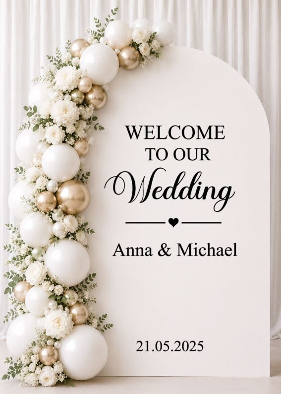 Personalised Wedding Vinyl Decal for Sail Board Backdrop Party Sticker