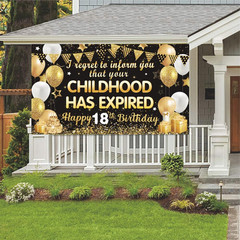 18th Birthday Banner Backdrop I Regret to Inform You Your Childhood Has Expired