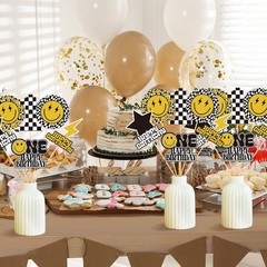 Ctosree 30 Pcs One Happy Dude 1st Birthday Party Centerpiece Sticks Smile…