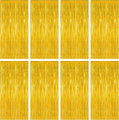2 Pack Tinsel Backdrop, Birthday Silver Party Streamer Fringe Curtains Foil