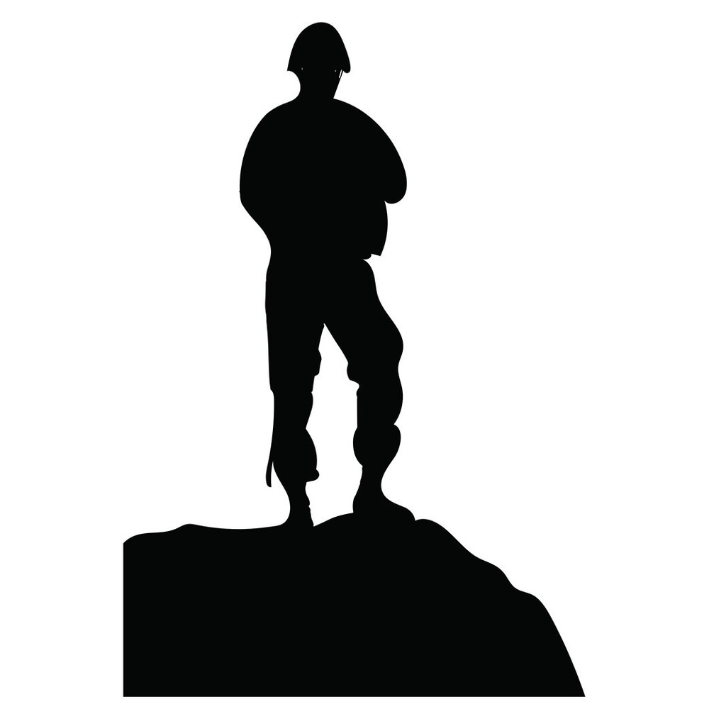 SS11150 Soldier on Rock Silhouette Cardboard Cutout Standee Standup