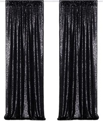 Black Sequin Backdrop Curtains, 2 Panels 2FTx8FT Glitter Photo Booth Backdrop