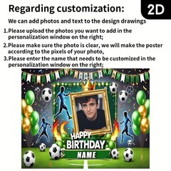 1pc 2D Vibrant Soccer Themed Personalized Birthday Banner Decoration Tapestry❀