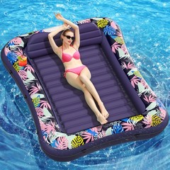 Tanning Pool Lounger Float, 75″ x 51″ Pool Floats Adult with Headrest & Drink…