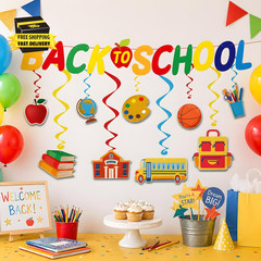 Back to School Decorations – Hanging Swirls Back to School Banner Sign Decoratio