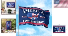 3×5 Ft Double-Sided 250th Anniversary American Flag for Fourth of July Decor