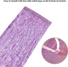 4 Pack Pink Tinsel Curtain Party Backdrop – 3.3 ft x 6.6 ft Sparkle Wavy Foil…