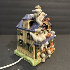Halloween Lighted House Porcelain Mania Manor Pumpkin Time Great Condition