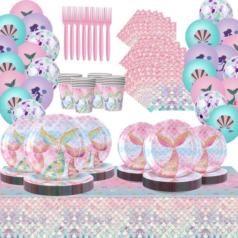 146pcs Meimaid Birthday Decorations Tableware Set, Baby Shower Decorations